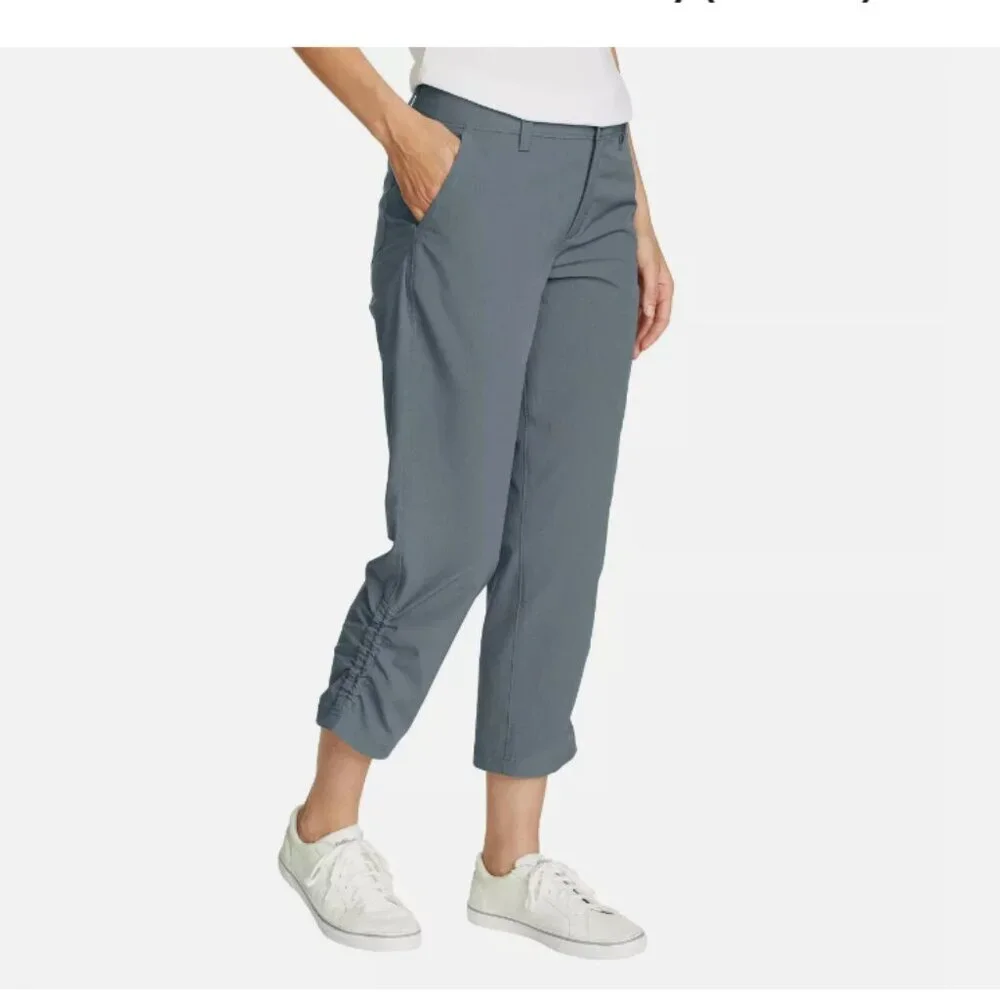 Eddie Bauer Women's Ripstop Capri Stretch Secure Pocket Grey - Picture 3 of 6